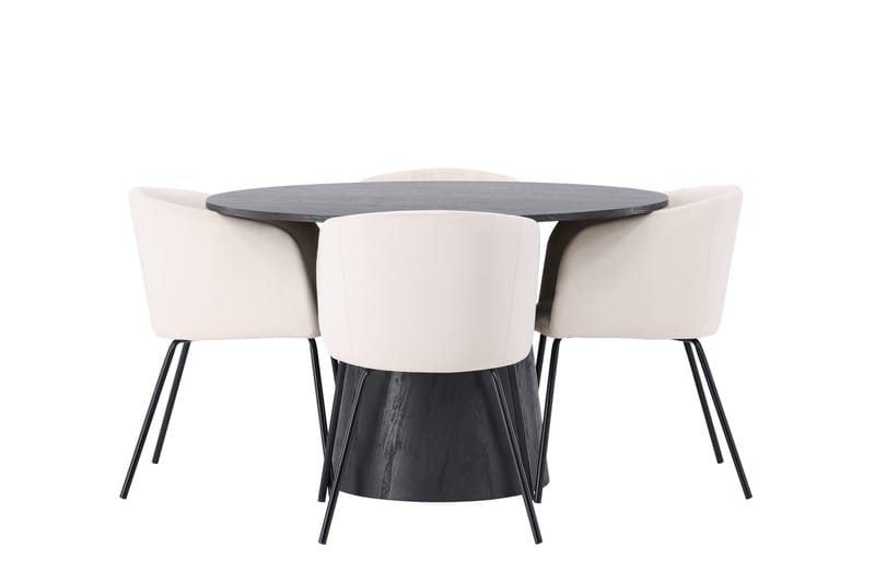 Lanzo Spisegruppe 120 cm Rund med 4 Berit Stoler, Beige