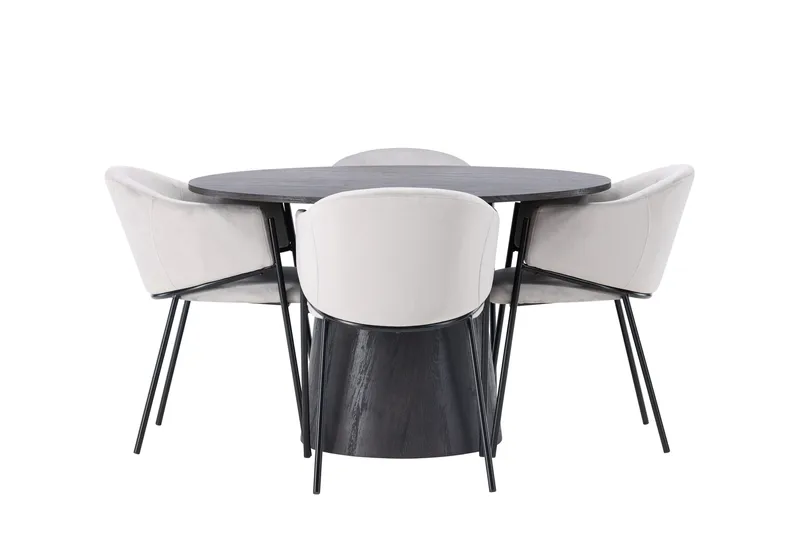 Lanzo Spisegruppe 120 cm Rund med 4 Evelina Stoler, Sort
