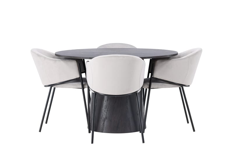 Lanzo Spisegruppe 120 cm Rund med 4 Evelina Stoler, Sort