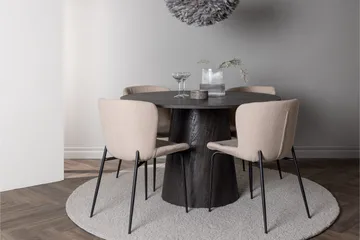 Lanzo Spisegruppe 120 cm Rund med 4 Modesto Stoler - Beige - Møbler - Bord - Spisegruppe