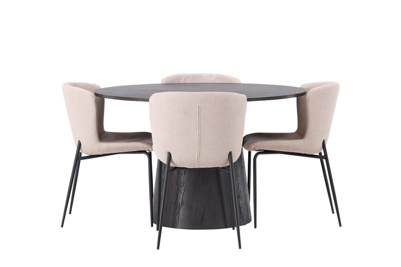 Lanzo Spisegruppe 120 cm Rund med 4 Modesto Stoler, Beige