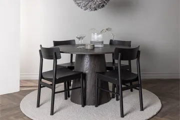 Lanzo Spisegruppe 120 cm Rund med 4 Montros Stoler - Sort - Møbler - Bord - Spisegruppe