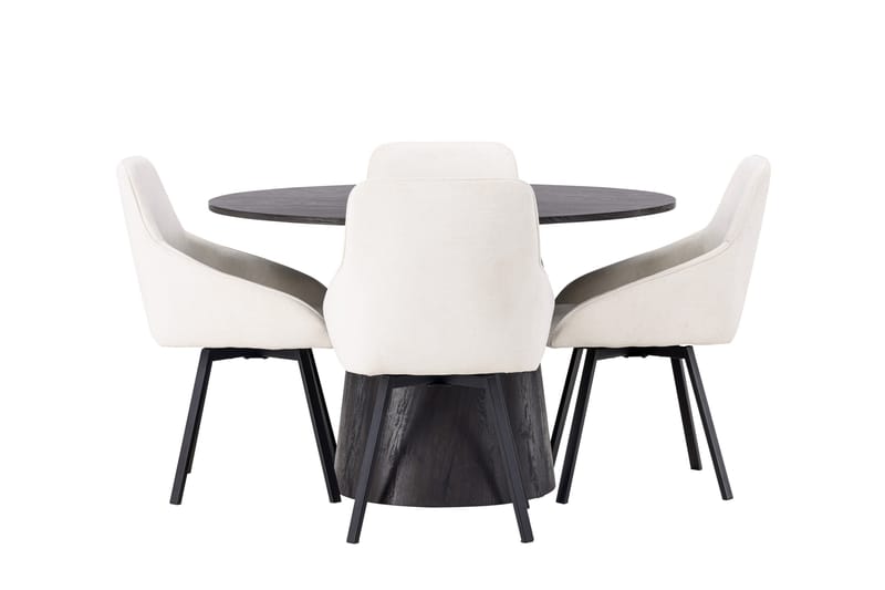 Lanzo Spisegruppe 120 cm Rund med 4 Rosie Stoler, Beige