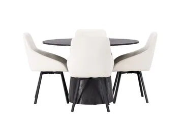 Lanzo Spisegruppe 120 cm Rund med 4 Rosie Stoler - Beige - Møbler - Bord - Spisegruppe