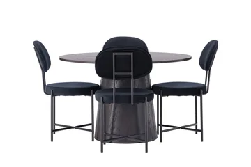 Lanzo Spisegruppe 120 cm Rund med 4 Stella Stoler - Sort - Møbler - Bord - Spisegruppe