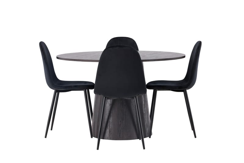 Lanzo Spisegruppe 120 cm Rund med 4 Polar Stoler - Sort - Møbler - Bord - Spisegruppe