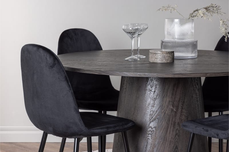 Lanzo Spisegruppe 120 cm Rund med 4 Polar Stoler - Sort - Møbler - Bord - Spisegruppe