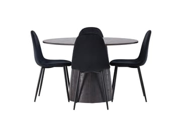 Lanzo Spisegruppe 120 cm Rund med 4 Polar Stoler - Sort - Møbler - Bord - Spisegruppe