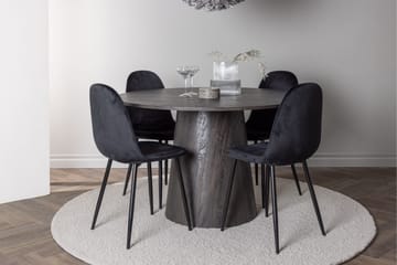 Lanzo Spisegruppe 120 cm Rund med 4 Polar Stoler - Sort - Møbler - Bord - Spisegruppe