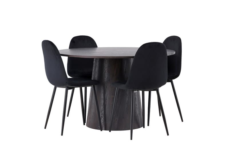 Lanzo Spisegruppe 120 cm Rund med 4 Polar Stoler - Sort - Møbler - Bord - Spisegruppe