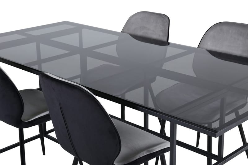 Leif Rektangulær Spisegruppe 200 cm med 4 Emma Spisestoler - lysegrå - Møbler - Bord - Spisegruppe