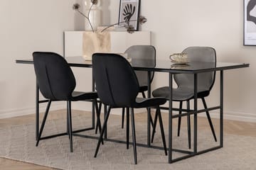 Leif Rektangulær Spisegruppe 200 cm med 4 Emma Spisestoler - lysegrå - Møbler - Bord - Spisegruppe