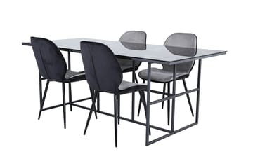 Leif Rektangulær Spisegruppe 200 cm med 4 Emma Spisestoler - lysegrå - Møbler - Bord - Spisegruppe