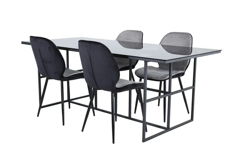 Leif Rektangulær Spisegruppe 200 cm med 4 Emma Spisestoler - lysegrå - Møbler - Bord - Spisegruppe