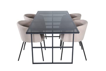 Leif spisebord 200 cm med 4 Berit armstoler med armlener - Møbler - Bord - Spisegruppe