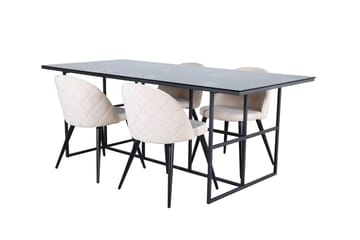 Leif Spisebord 200 cm med 4 Velvet Stitches Spisestoler - Møbler - Bord - Spisegruppe