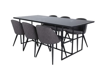 Leif Spisebord 200 cm med 6 Velvet Stitches Spisestoler - Møbler - Bord - Spisegruppe