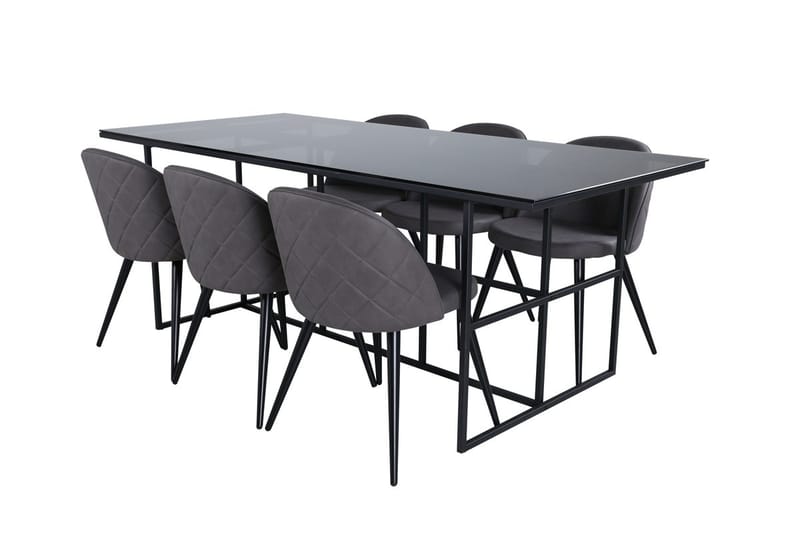 Leif Spisebord 200 cm med 6 Velvet Stitches Spisestoler - Møbler - Bord - Spisegruppe