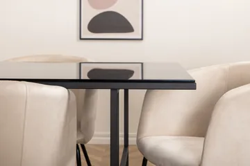 Leif Spisegruppe 200 cm Rektangulær med 6 Berit Stoler - Beige - Møbler - Bord - Spisegruppe