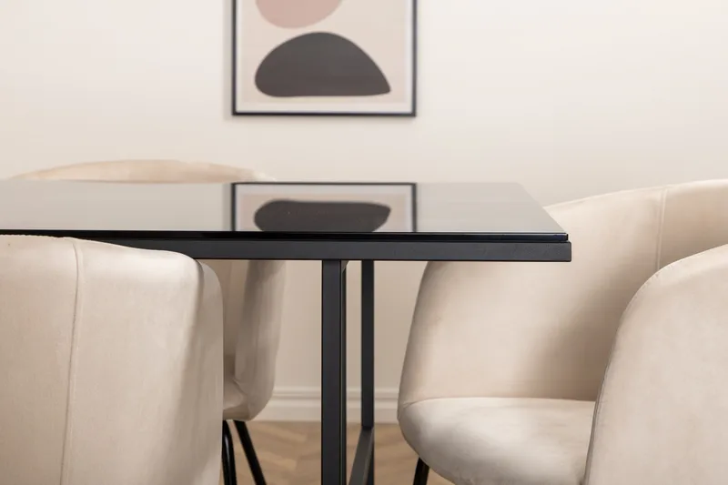 Leif Spisegruppe 200 cm Rektangulær med 6 Berit Stoler - Beige - Møbler - Bord - Spisegruppe