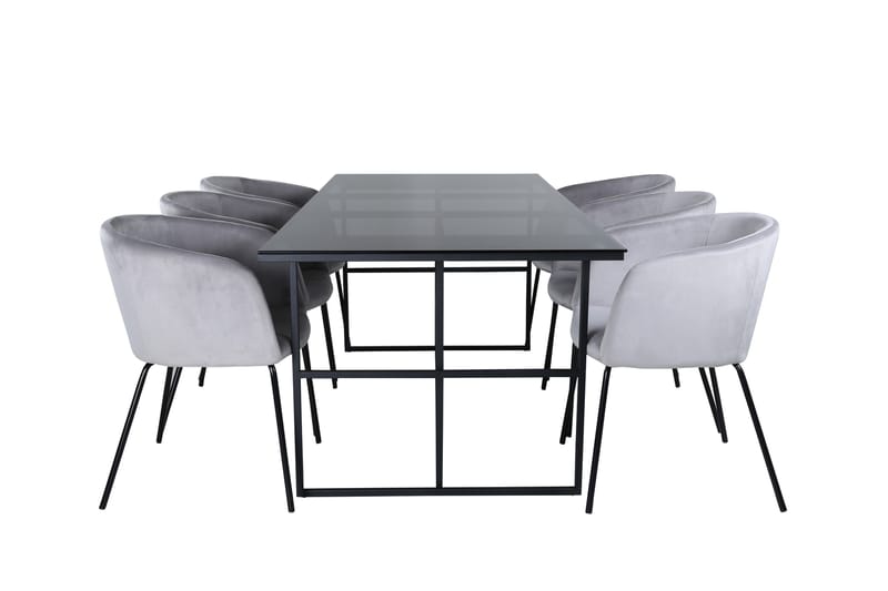 Leif Spisegruppe 200 cm Rektangulær med 6 Berit Stoler, Sort