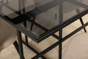 Leif Spisegruppe 200 cm Rektangulær med 6 Velvet Stoler - Beige - Møbler - Bord - Spisegruppe