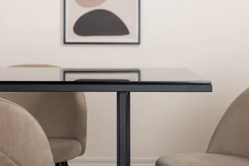 Leif Spisegruppe 200 cm Rektangulær med 6 Velvet Stoler - Beige - Møbler - Bord - Spisegruppe