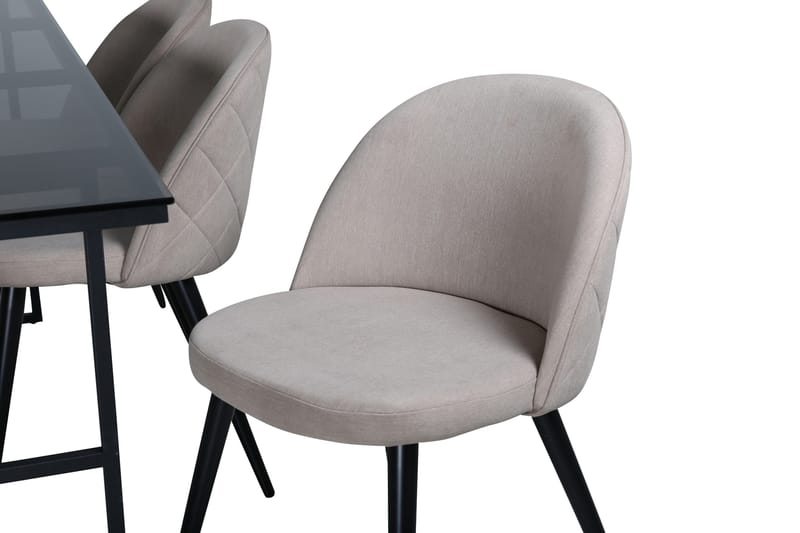 Leif Spisegruppe 200 cm Rektangulær med 6 Velvet Stoler - Beige - Møbler - Bord - Spisegruppe