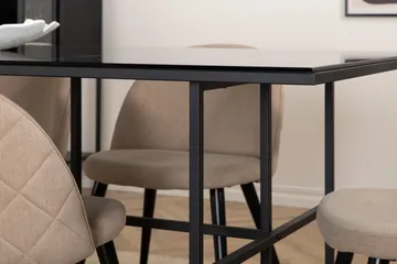 Leif Spisegruppe 200 cm Rektangulær med 6 Velvet Stoler - Beige - Møbler - Bord - Spisegruppe