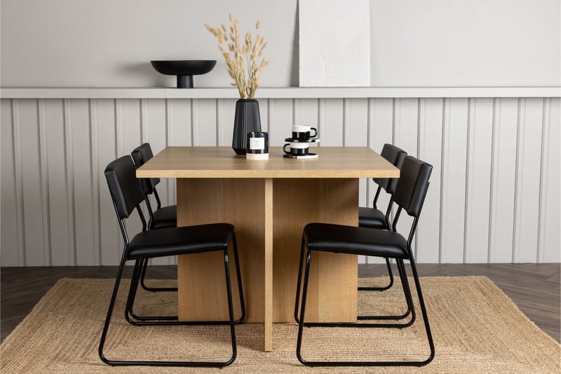 Leo Matgruppe 100 cm Rektangulær med 4 Kenth Stoler - Sort - Møbler - Bord - Spisegruppe