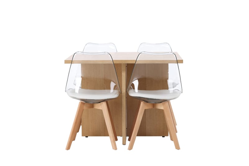 Leo Spisegruppe 100 cm Rektangulær med 4 Edvin Stoler, Natur