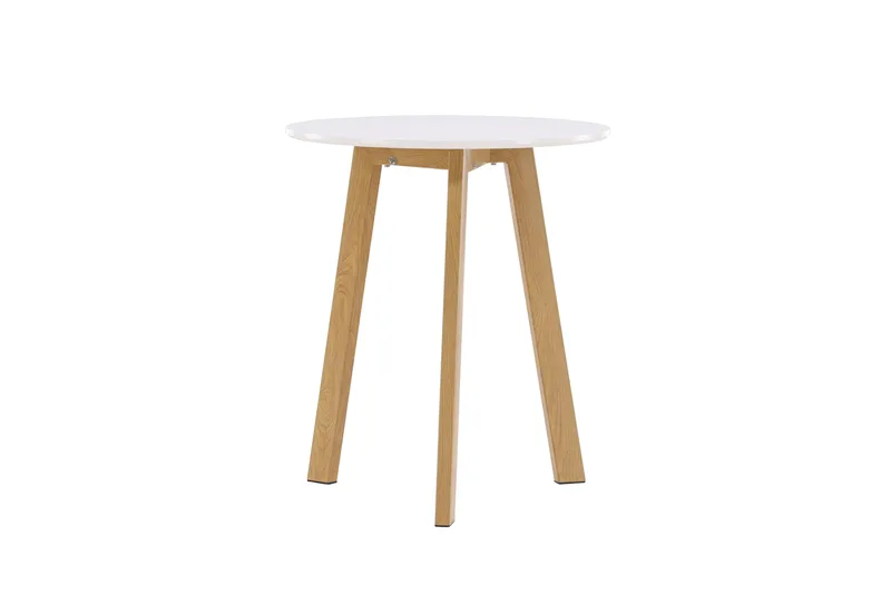 Leonora Lite Rundt Spisebord 65 cm med Tre- og Eketreutseende, Hvit