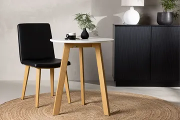 Leonora Lite Rundt Spisebord 65 cm med Tre- og Eketreutseende - Hvit - Møbler - Bord - Spisebord & kjøkkenbord