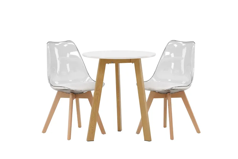 Leonora Spisegruppe 65 cm Rund med 2 Edvin Stoler, Hvid