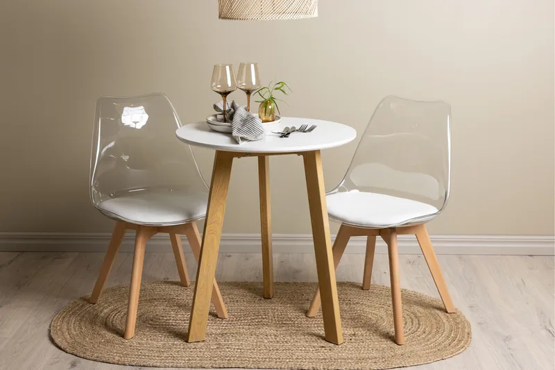 Leonora Spisegruppe 65 cm Rund med 2 Edvin Stoler - Hvid - Møbler - Bord - Spisegruppe