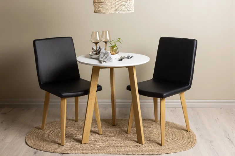 Leonora Spisegruppe 65 cm Rund med 2 Today Stoler - Sort - Møbler - Bord - Spisegruppe