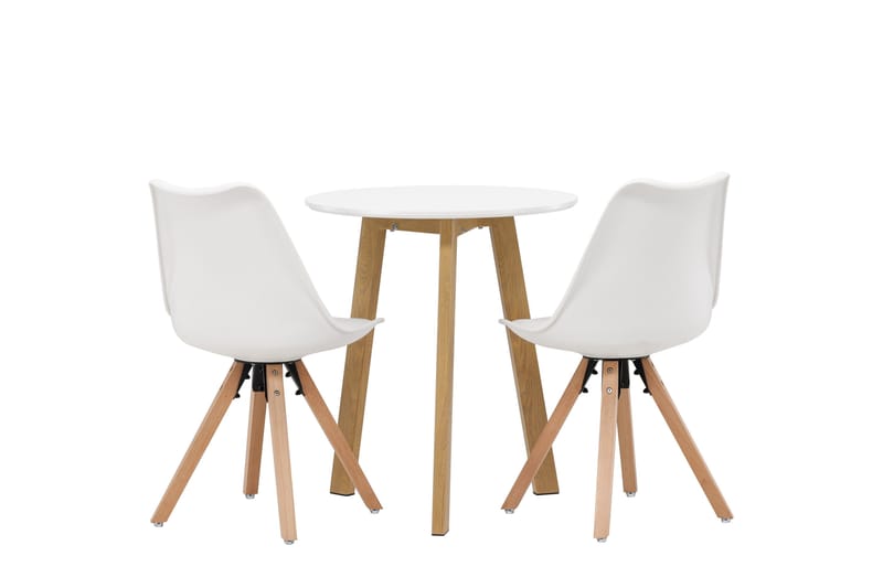 Leonora Spisegruppe 65 cm Rund med 2 Zeno Stoler - Hvit - Møbler - Bord - Spisegruppe