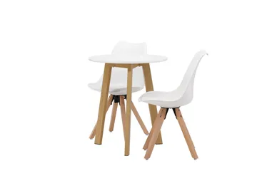 Leonora Spisegruppe 65 cm Rund med 2 Zeno Stoler - Hvit - Møbler - Bord - Spisegruppe