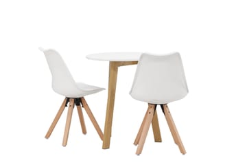 Leonora Spisegruppe 65 cm Rund med 2 Zeno Stoler - Hvit - Møbler - Bord - Spisegruppe