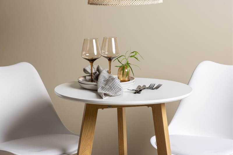 Leonora Spisegruppe 65 cm Rund med 2 Zeno Stoler - Hvit - Møbler - Bord - Spisegruppe