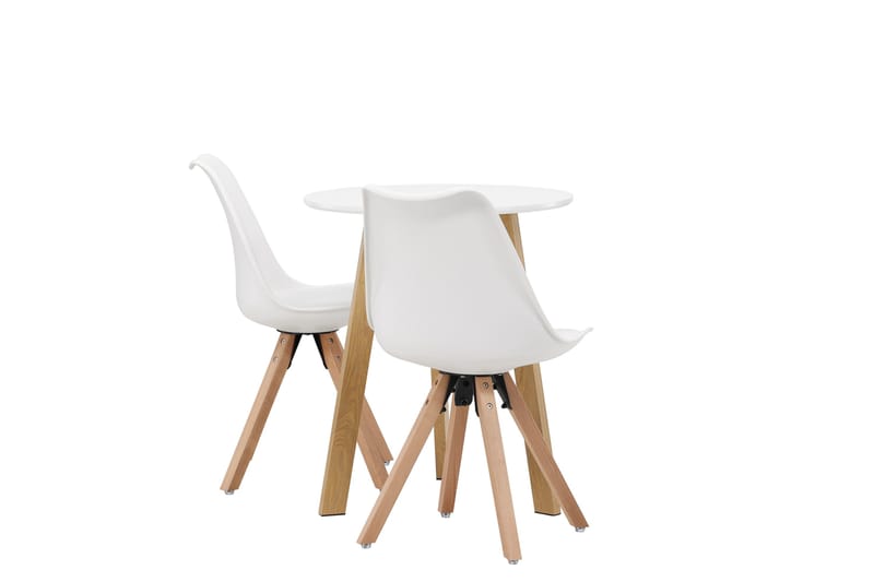 Leonora Spisegruppe 65 cm Rund med 2 Zeno Stoler - Hvit - Møbler - Bord - Spisegruppe