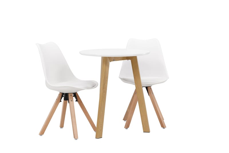 Leonora Spisegruppe 65 cm Rund med 2 Zeno Stoler - Hvit - Møbler - Bord - Spisegruppe