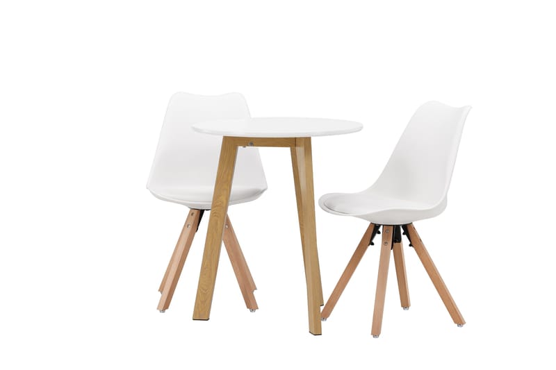 Leonora Spisegruppe 65 cm Rund med 2 Zeno Stoler - Hvit - Møbler - Bord - Spisegruppe