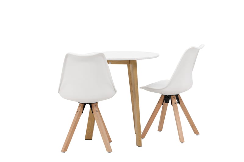 Leonora Spisegruppe 65 cm Rund med 2 Zeno Stoler - Hvit - Møbler - Bord - Spisegruppe