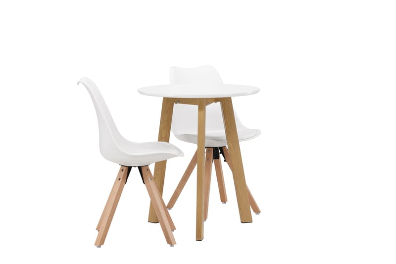 Leonora Spisegruppe 65 cm Rund med 2 Zeno Stoler - Hvit - Møbler - Bord - Spisegruppe