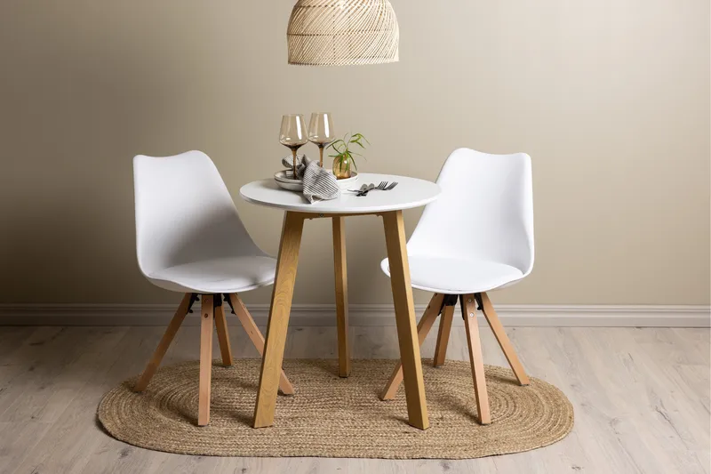 Leonora Spisegruppe 65 cm Rund med 2 Zeno Stoler - Hvit - Møbler - Bord - Spisegruppe