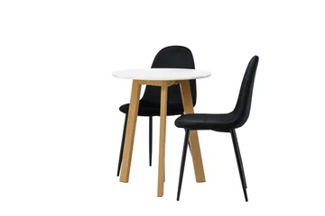 Leonora Spisegruppe 65 cm Rund med 2 Polar Stoler - Sort - Møbler - Bord - Spisegruppe