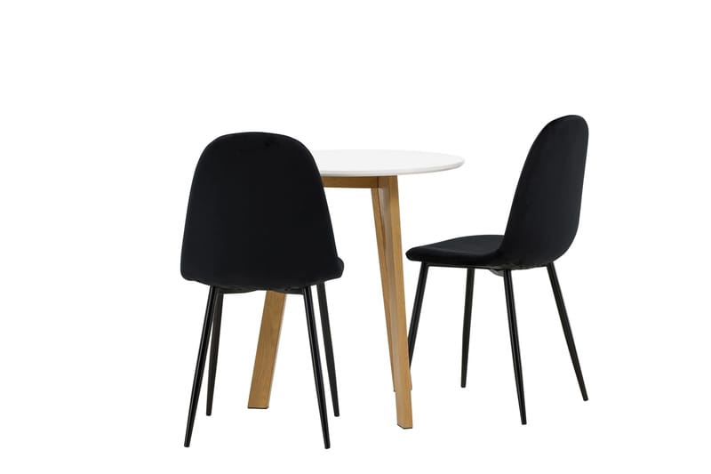 Leonora Spisegruppe 65 cm Rund med 2 Polar Stoler - Sort - Møbler - Bord - Spisegruppe