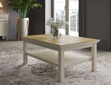 Letira Sofabord 100 cm - krem, eik og grå - Møbler - Bord - Sofabord & salongbord