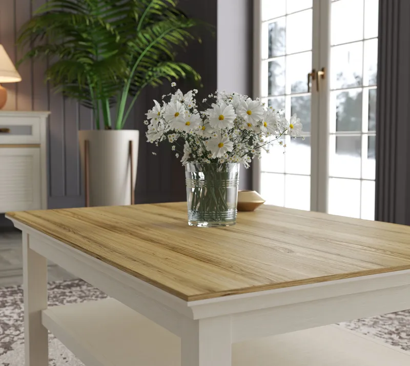 Letira Sofabord 100 cm - krem, eik og grå - Møbler - Bord - Sofabord & salongbord